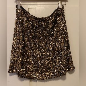 Zara, gold sequin , mini skirt.